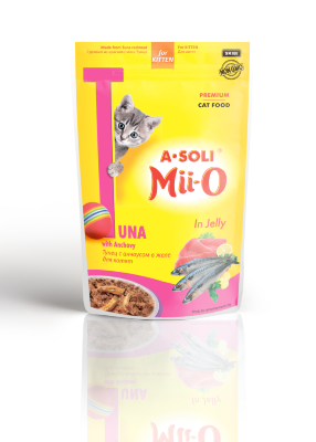 A-Soli Mii-O д/котят Тунец с анчоусом в желе 80гр пауч 
