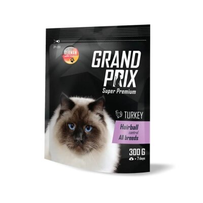 GRAND PRIX Hairball Control д/кошек выведения шерсти с индейкой 0.3 кг 