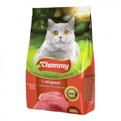 Chammy для кошек сухой корм с Говядиной 10кг 