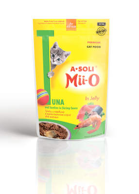 A-Soli Mii-O д/котят Тунец и сардина в креветочном соусе 80гр пауч 
