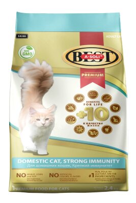 A-SOLI BEST для домашних кошек Крепкий иммунитет 0,4 кг Супер-премиум класс